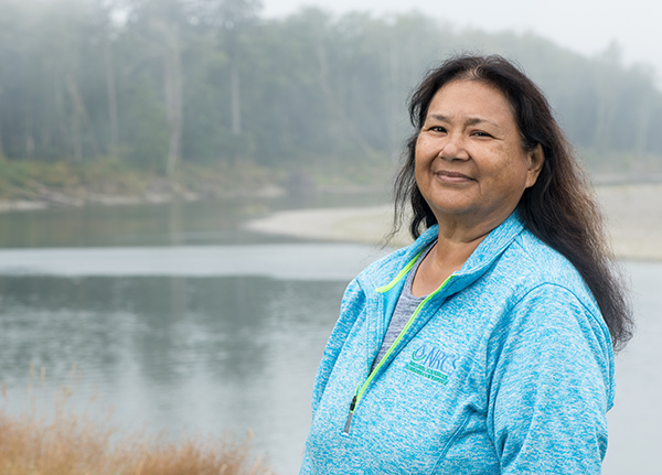 Woman smiles at camera