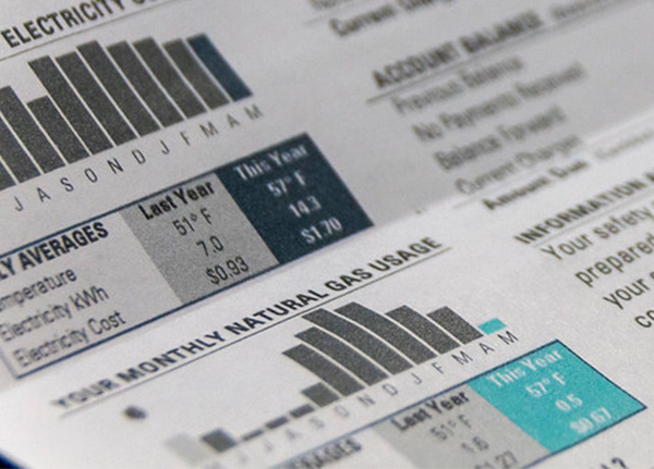 Electric bill showing a graph of electric usage per month